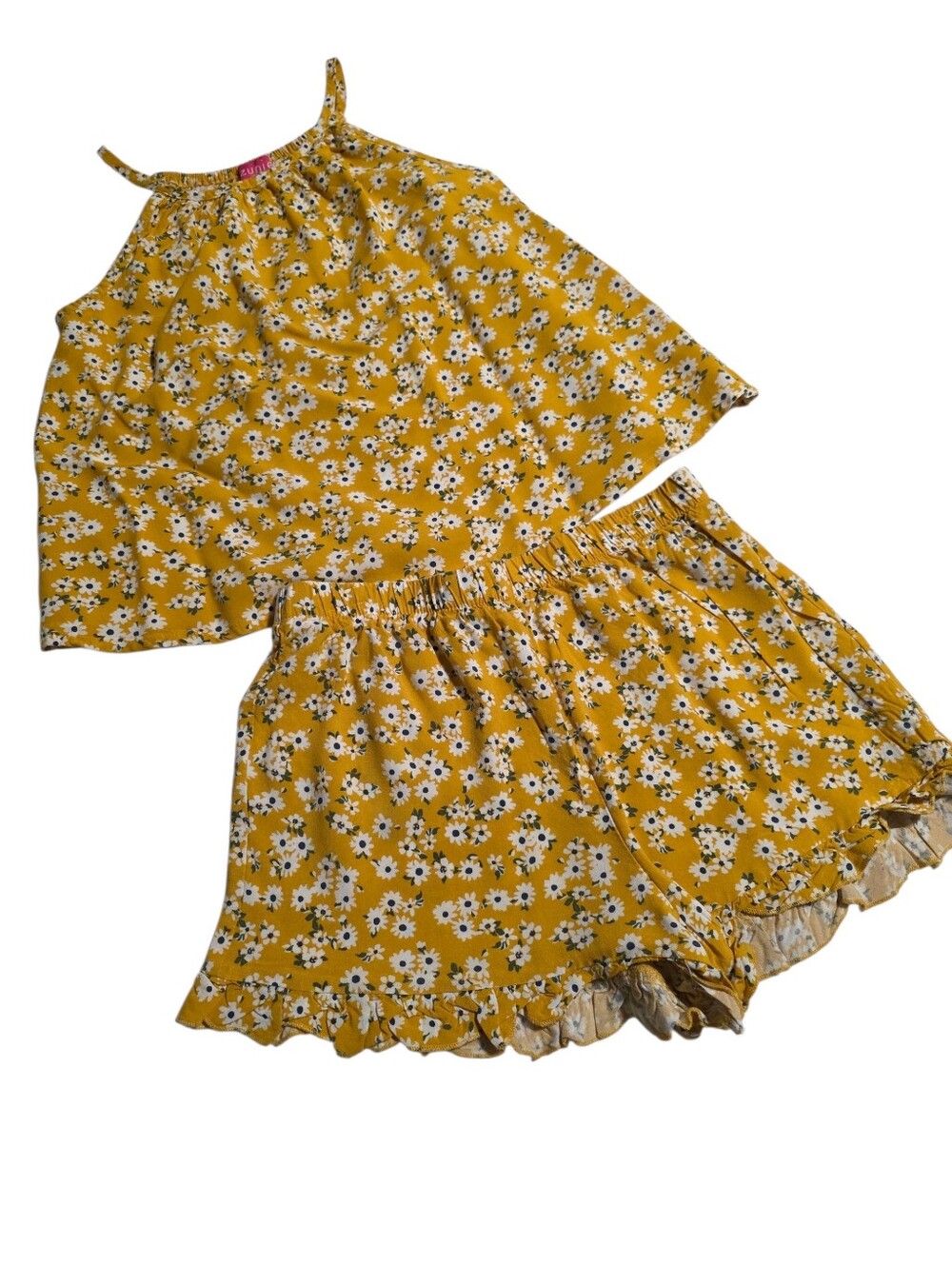 Girls' Size S (6/6X) Zunie Yellow Floral Tank Top & Shorts Set